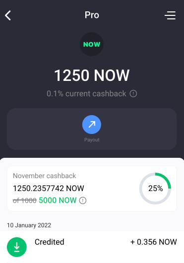 now wallet cashback