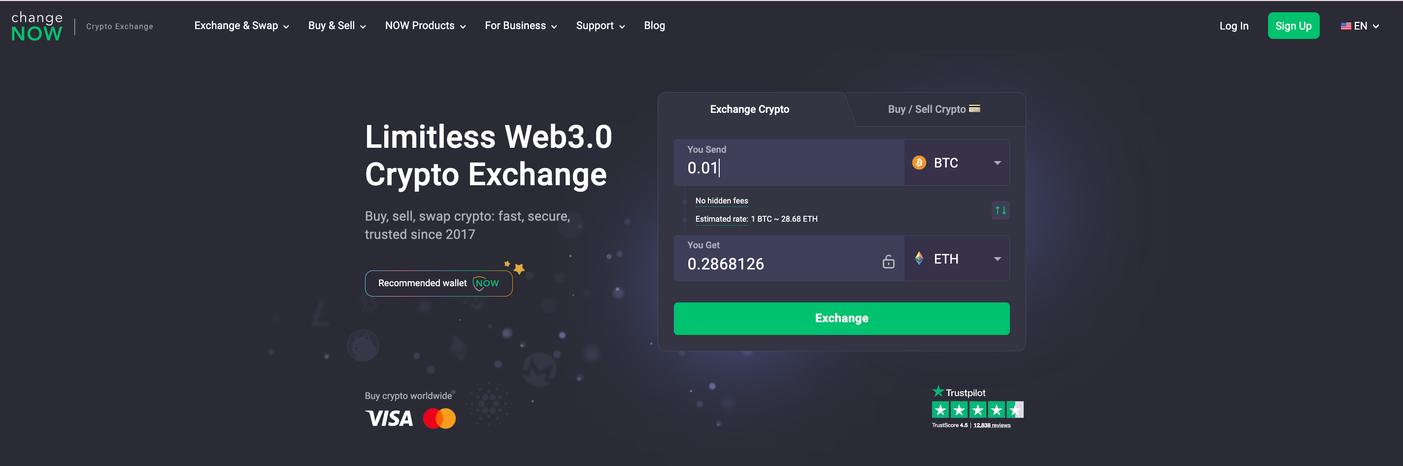 This picture shows ChangeNOW website interface