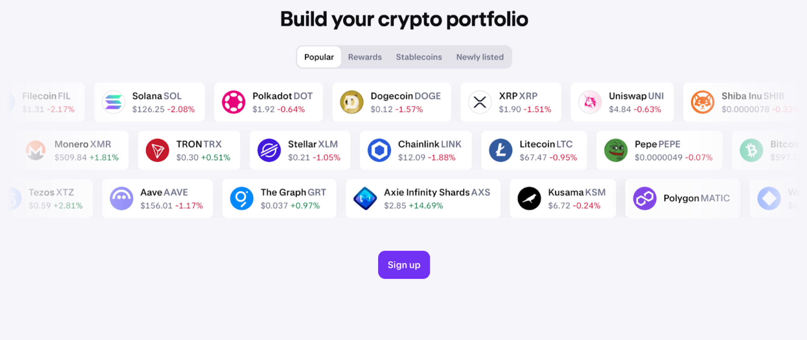 Build your crypto portfolio.