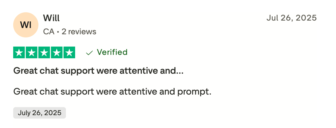 This picture shows LetsExchange review on Trustpilot, praising their support