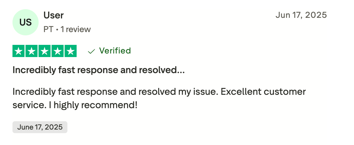  This picture shows LetsExchange review on Trustpilot praising their support