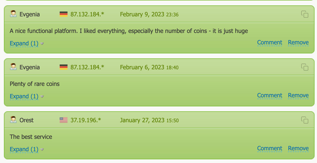 This picture shows LetsExchange BestChange reviews, praising number of coins