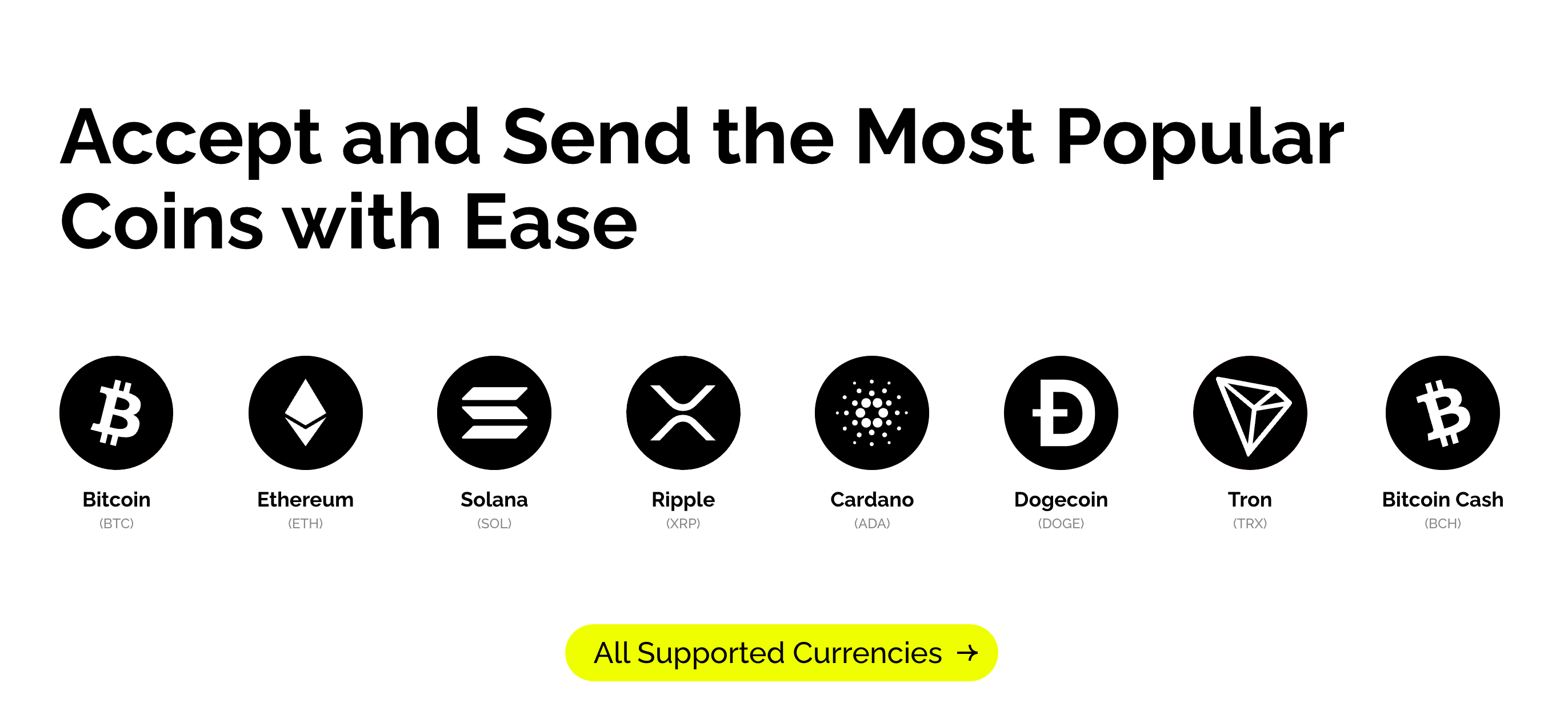This image shows the CoinsPaid popular coins.