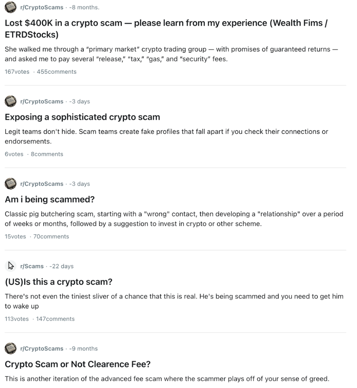 Crypto Scam Reports.